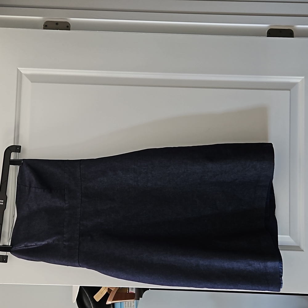 Dark blue denim strapless dress
